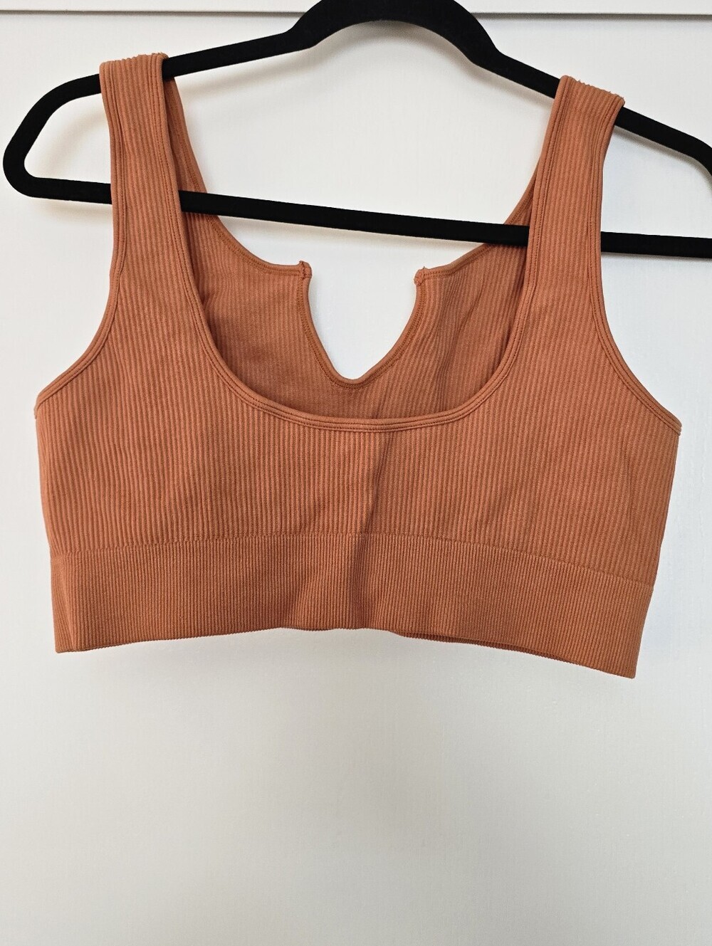 Burnt Seamless Notch Neck Ribbed Crop Top - Picture 2 of 2